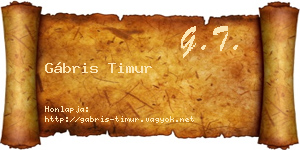 Gábris Timur névjegykártya